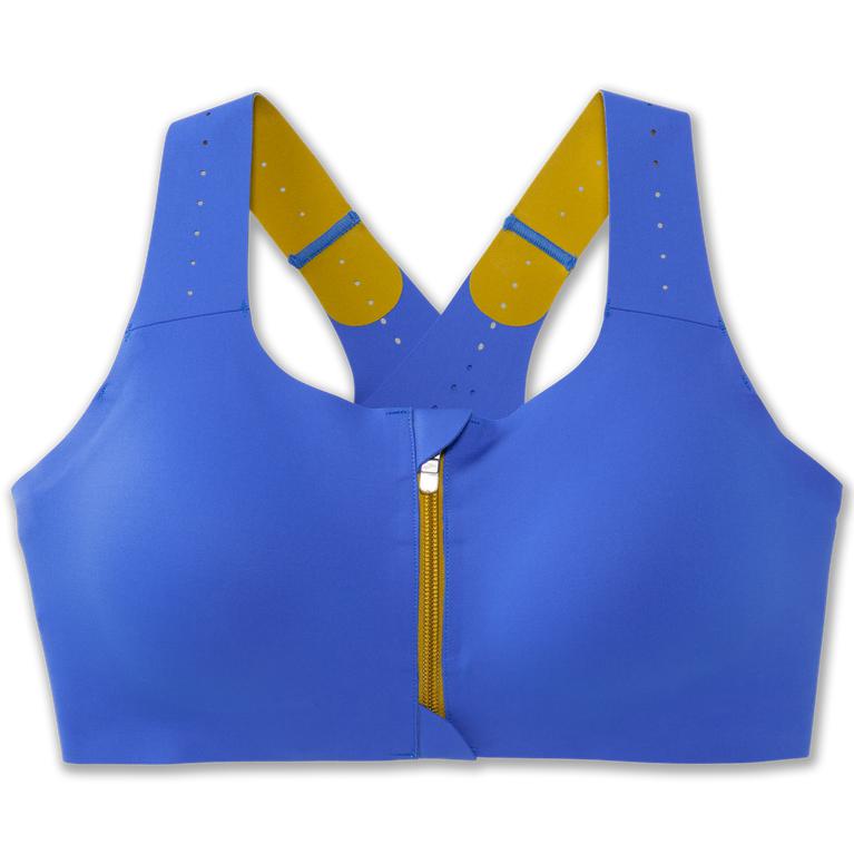 Brooks Women's Dare Zip 2.0 Sports Running Bra - Bluetiful/Golden Hour (NIMV80436)